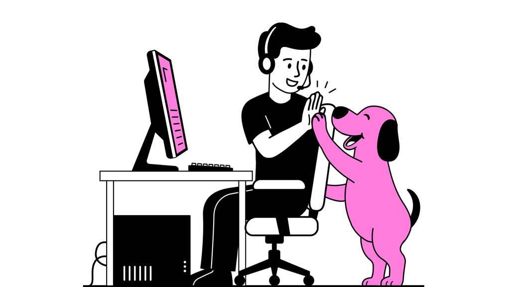 Developer high-fiving KARIANA after successful work